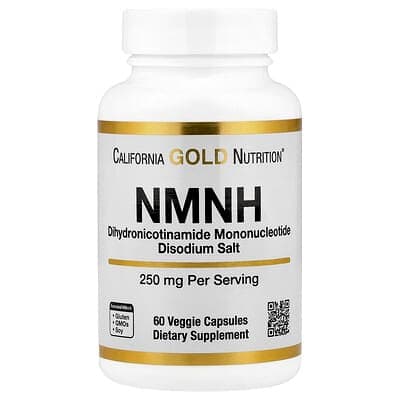 California Gold Nutrition, NMNH(ジヒドロニコチンアミドモノヌクレオチド二ナトリウム塩)、250mg、ベジカプセル60粒