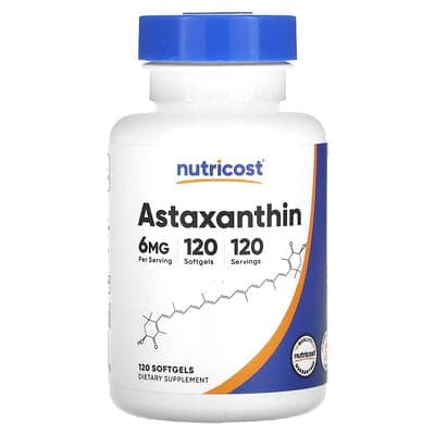 Nutricost, アスタキサンチン、6mg、ソフトジェル120粒