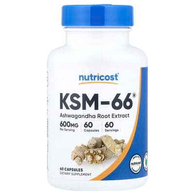 Nutricost, KSM-66®(ケイエスエム - 66)、アシュワガンダ根エキス、60粒